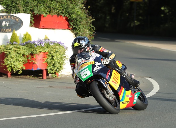 Bruce Anstey on the Milenco by Padgett's Honda RS250 at Ballacraine on Monday Evening. Photo credit: Dave Kneen / IOM Government 