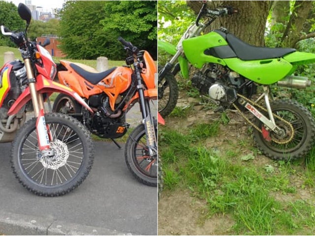 Bikes seized in Calverley Woods and Armley. Photo by West Yorkshire Police Leeds West team.