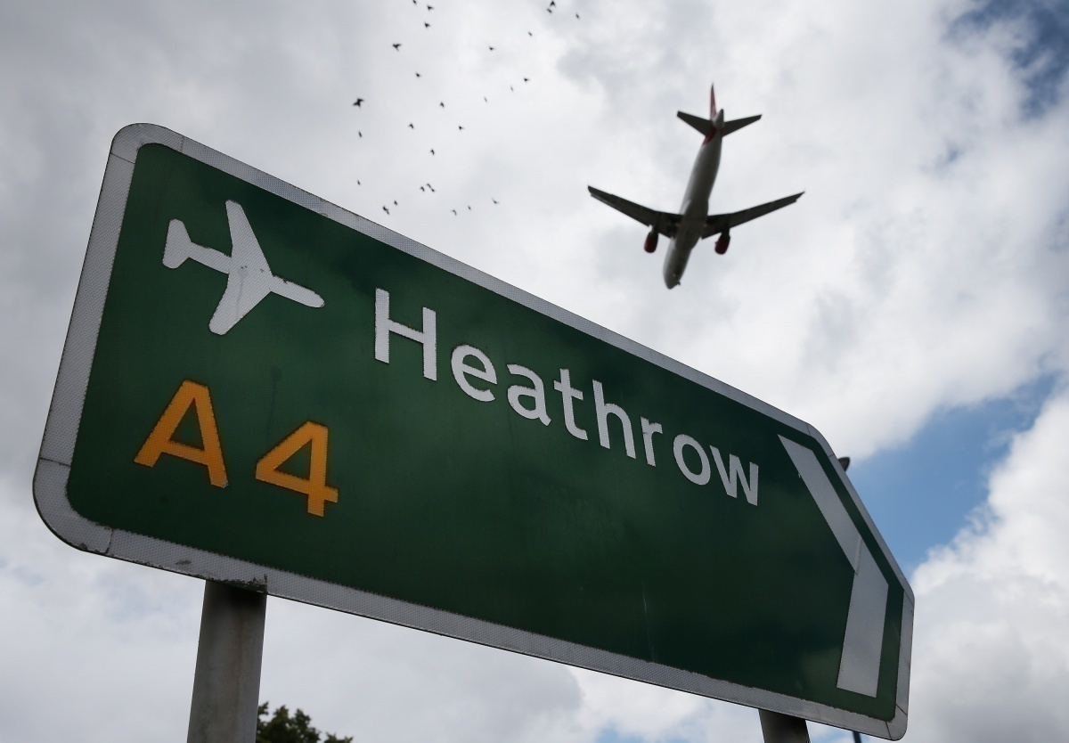 Heathrow airport sign with Airplane